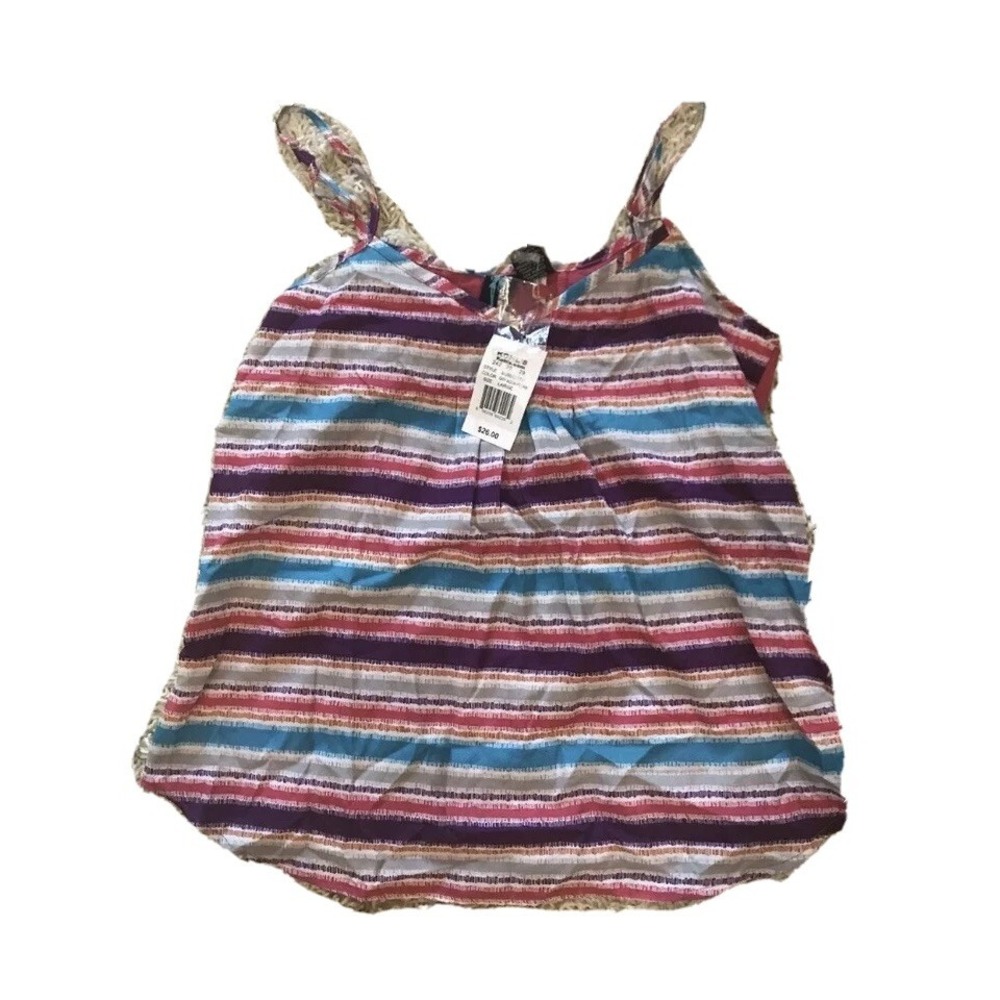 Weavers Ladies Top Large New with Tags Adjustable Spaghetti Strap Striped Pink
